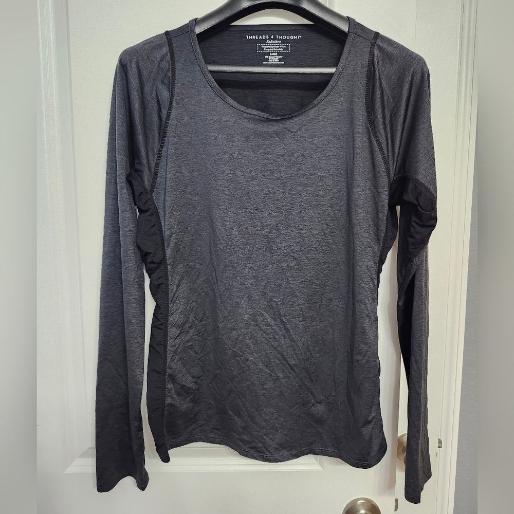 Threads 4 Thought Heather Gray Luxe Jersey Long Sleeve Shirt Woman's Large - Picture 2 of 6
